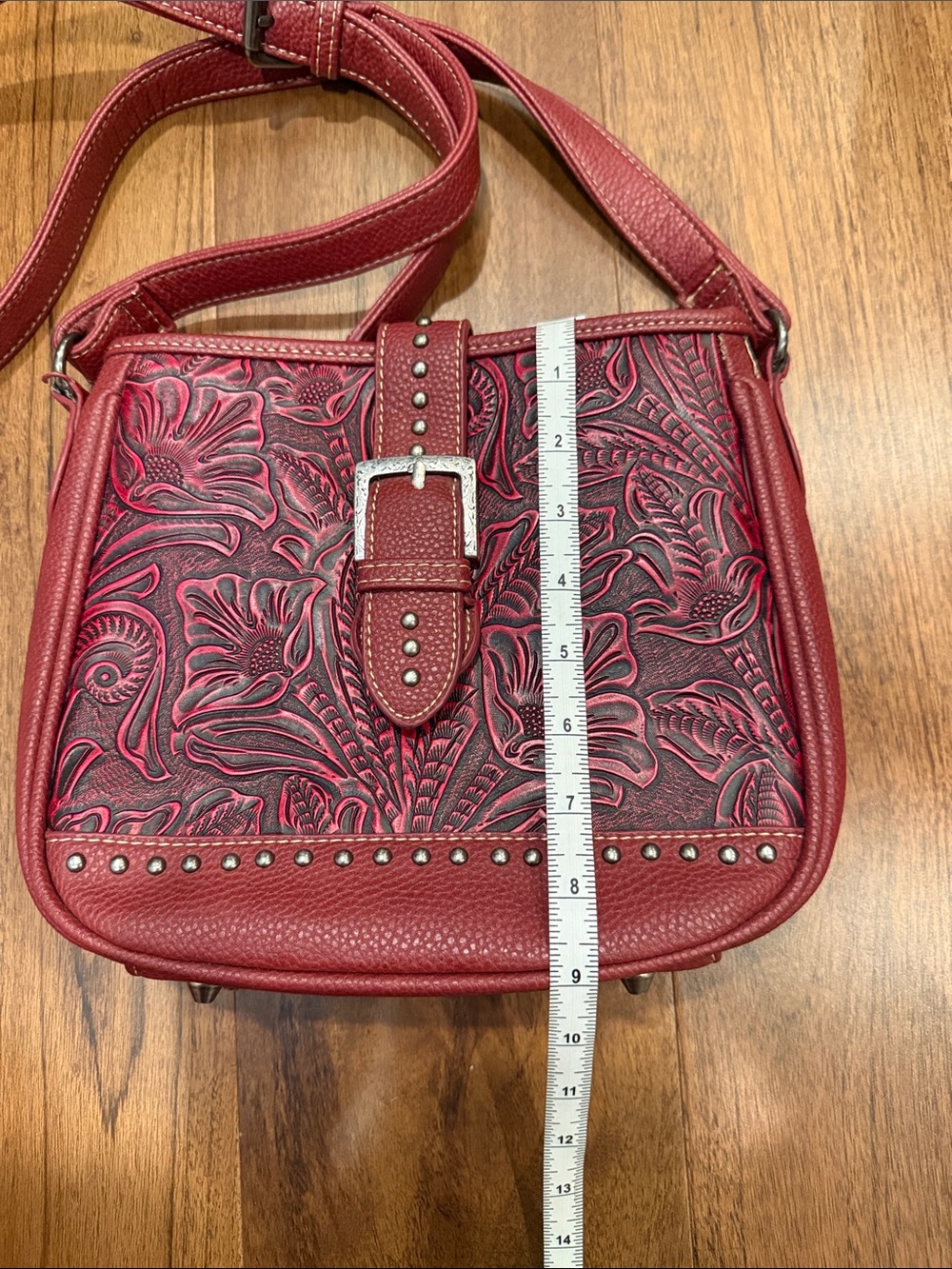 Trinity Ranch red embossed leather bag - Picture 3 of 6